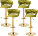 Darrahopens Furniture > Bar Stools & Chairs > Table & Bar Stools SERENITà 2x Height Adjustable Swivel Bar Stool Velvet Golden Base Barstools Chairs Padded Seat Olive Green