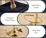 Darrahopens Furniture > Bar Stools & Chairs > Table & Bar Stools SERENITà  2x Velvet Bar Stools with Braided Back Elegant Kitchen High Chairs, Kitchen Island Stools Adjustable Height Swivel Bar Chairs with Gold Legs for Home-Black