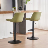 Darrahopens Furniture > Bar Stools & Chairs > Table & Bar Stools SERENITà AVO Green Modern Height Adjustable Swivel Bar Stools Upholstered Leather Barstool Kitchen Island Chairs with Metal Frame (Set of 2)