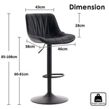 Darrahopens Furniture > Bar Stools & Chairs > Table & Bar Stools SERENITà Black Modern Height Adjustable Swivel Bar Stools Upholstered Leather Barstool Kitchen Island Chairs with Metal Frame (Set of 2)