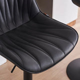 Darrahopens Furniture > Bar Stools & Chairs > Table & Bar Stools SERENITà Black Modern Height Adjustable Swivel Bar Stools Upholstered Leather Barstool Kitchen Island Chairs with Metal Frame (Set of 2)