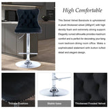 Darrahopens Furniture > Bar Stools & Chairs > Table & Bar Stools SERENITà Black Velvet Bar Stools Adjustable Swivel Counter Height Chairs with Tufted Back and Nailhead Trim for Kitchen Island Pub Restaurant (2Pcs, Chrome Metal)