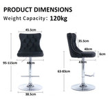 Darrahopens Furniture > Bar Stools & Chairs > Table & Bar Stools SERENITà Black Velvet Bar Stools Adjustable Swivel Counter Height Chairs with Tufted Back and Nailhead Trim for Kitchen Island Pub Restaurant (2Pcs, Chrome Metal)