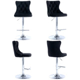 Darrahopens Furniture > Bar Stools & Chairs > Table & Bar Stools SERENITà Black Velvet Bar Stools Adjustable Swivel Counter Height Chairs with Tufted Back and Nailhead Trim for Kitchen Island Pub Restaurant (2Pcs, Chrome Metal)