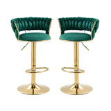 Darrahopens Furniture > Bar Stools & Chairs > Table & Bar Stools SERENITà Green Velvet Seat Kitchen Breakfast Bar Stools Counter Height Barstools with Back Cushioned Chairs for Home Bar x2