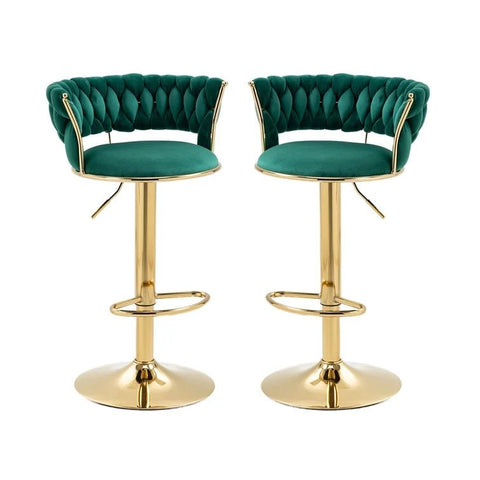 Darrahopens Furniture > Bar Stools & Chairs > Table & Bar Stools SERENITà Green Velvet Seat Kitchen Breakfast Bar Stools Counter Height Barstools with Back Cushioned Chairs for Home Bar x2