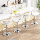 Darrahopens Furniture > Bar Stools & Chairs > Table & Bar Stools SERENITà Modern Silver Swivel Upholstered Velvet Adjustable Height Counter Stool with Metal Frame White (Set of 2)