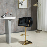 Darrahopens Furniture > Bar Stools & Chairs > Table & Bar Stools SERENITà Modern Velvet Breakfast Bar Stools Swivel Barstools Adjustable Counter Stools with Backrest Set of 2 Black
