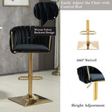 Darrahopens Furniture > Bar Stools & Chairs > Table & Bar Stools SERENITà Modern Velvet Breakfast Bar Stools Swivel Barstools Adjustable Counter Stools with Backrest Set of 2 Black