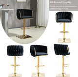 Darrahopens Furniture > Bar Stools & Chairs > Table & Bar Stools SERENITà Modern Velvet Breakfast Bar Stools Swivel Barstools Adjustable Counter Stools with Backrest Set of 2 Black