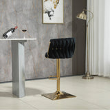 Darrahopens Furniture > Bar Stools & Chairs > Table & Bar Stools SERENITà Modern Velvet Breakfast Bar Stools Swivel Barstools Adjustable Counter Stools with Backrest Set of 2 Black