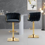 Darrahopens Furniture > Bar Stools & Chairs > Table & Bar Stools SERENITà Modern Velvet Breakfast Bar Stools Swivel Barstools Adjustable Counter Stools with Backrest Set of 2 Black