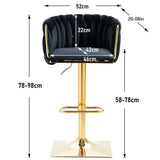 Darrahopens Furniture > Bar Stools & Chairs > Table & Bar Stools SERENITà Modern Velvet Breakfast Bar Stools Swivel Barstools Adjustable Counter Stools with Backrest Set of 2 Black