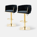 Darrahopens Furniture > Bar Stools & Chairs > Table & Bar Stools SERENITà Modern Velvet Breakfast Bar Stools Swivel Barstools Adjustable Counter Stools with Backrest Set of 2 Black