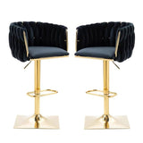 Darrahopens Furniture > Bar Stools & Chairs > Table & Bar Stools SERENITà Modern Velvet Breakfast Bar Stools Swivel Barstools Adjustable Counter Stools with Backrest Set of 2 Black