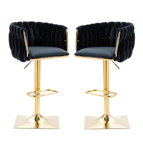 Darrahopens Furniture > Bar Stools & Chairs > Table & Bar Stools SERENITà Modern Velvet Breakfast Bar Stools Swivel Barstools Adjustable Counter Stools with Backrest Set of 2 Black