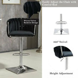 Darrahopens Furniture > Bar Stools & Chairs > Table & Bar Stools SERENITà Modern Velvet Breakfast Bar Stools Swivel Barstools Adjustable Counter Stools with Backrest (Silver-Black)