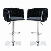 Darrahopens Furniture > Bar Stools & Chairs > Table & Bar Stools SERENITà Modern Velvet Breakfast Bar Stools Swivel Barstools Adjustable Counter Stools with Backrest (Silver-Black)
