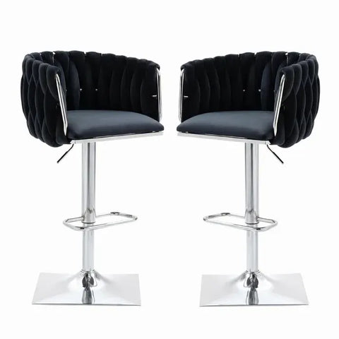 Darrahopens Furniture > Bar Stools & Chairs > Table & Bar Stools SERENITà Modern Velvet Breakfast Bar Stools Swivel Barstools Adjustable Counter Stools with Backrest (Silver-Black)