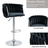 Darrahopens Furniture > Bar Stools & Chairs > Table & Bar Stools SERENITà Modern Velvet Breakfast Bar Stools Swivel Barstools Adjustable Counter Stools with Backrest (Silver-Black)