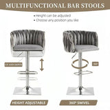 Darrahopens Furniture > Bar Stools & Chairs > Table & Bar Stools SERENITà Modern Velvet Breakfast Bar Stools Swivel Barstools Adjustable Counter Stools with Backrest (Silver-Grey)