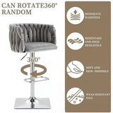 Darrahopens Furniture > Bar Stools & Chairs > Table & Bar Stools SERENITà Modern Velvet Breakfast Bar Stools Swivel Barstools Adjustable Counter Stools with Backrest (Silver-Grey)