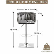 Darrahopens Furniture > Bar Stools & Chairs > Table & Bar Stools SERENITà Modern Velvet Breakfast Bar Stools Swivel Barstools Adjustable Counter Stools with Backrest (Silver-Grey)