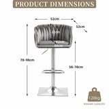 Darrahopens Furniture > Bar Stools & Chairs > Table & Bar Stools SERENITà Modern Velvet Breakfast Bar Stools Swivel Barstools Adjustable Counter Stools with Backrest (Silver-Grey)