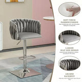 Darrahopens Furniture > Bar Stools & Chairs > Table & Bar Stools SERENITà Modern Velvet Breakfast Bar Stools Swivel Barstools Adjustable Counter Stools with Backrest (Silver-Grey)