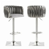 Darrahopens Furniture > Bar Stools & Chairs > Table & Bar Stools SERENITà Modern Velvet Breakfast Bar Stools Swivel Barstools Adjustable Counter Stools with Backrest (Silver-Grey)