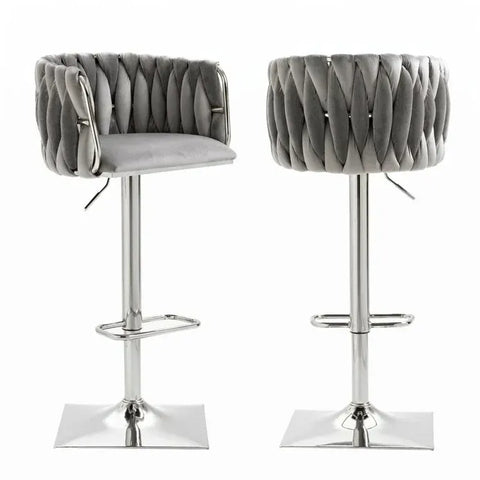 Darrahopens Furniture > Bar Stools & Chairs > Table & Bar Stools SERENITà Modern Velvet Breakfast Bar Stools Swivel Barstools Adjustable Counter Stools with Backrest (Silver-Grey)