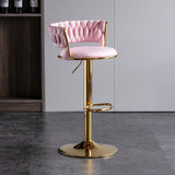 Darrahopens Furniture > Bar Stools & Chairs > Table & Bar Stools SERENITà Pink Velvet Seat Kitchen Breakfast Bar Stools Counter Height Barstools with Back Cushioned Chairs for Home Bar x2