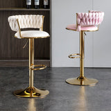 Darrahopens Furniture > Bar Stools & Chairs > Table & Bar Stools SERENITà Pink Velvet Seat Kitchen Breakfast Bar Stools Counter Height Barstools with Back Cushioned Chairs for Home Bar x2