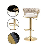 Darrahopens Furniture > Bar Stools & Chairs > Table & Bar Stools SERENITà Pink Velvet Seat Kitchen Breakfast Bar Stools Counter Height Barstools with Back Cushioned Chairs for Home Bar x2