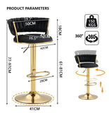Darrahopens Furniture > Bar Stools & Chairs > Table & Bar Stools SERENITà Red Bean Brown Velvet Seat Kitchen Breakfast Bar Stools Counter Height Barstools with Back Cushioned Chairs for Home Bar x2