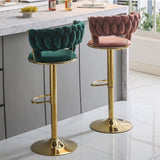 Darrahopens Furniture > Bar Stools & Chairs > Table & Bar Stools SERENITà Red Bean Brown Velvet Seat Kitchen Breakfast Bar Stools Counter Height Barstools with Back Cushioned Chairs for Home Bar x2