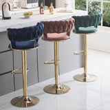 Darrahopens Furniture > Bar Stools & Chairs > Table & Bar Stools SERENITà Red Bean Brown Velvet Seat Kitchen Breakfast Bar Stools Counter Height Barstools with Back Cushioned Chairs for Home Bar x2