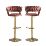 Darrahopens Furniture > Bar Stools & Chairs > Table & Bar Stools SERENITà Red Bean Brown Velvet Seat Kitchen Breakfast Bar Stools Counter Height Barstools with Back Cushioned Chairs for Home Bar x2