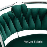 Darrahopens Furniture > Bar Stools & Chairs > Table & Bar Stools SERENITà Silver Swivel Upholstered Velvet Adjustable Height Counter Stool with Metal Frame Emerald Green (Set of 2)