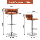 Darrahopens Furniture > Bar Stools & Chairs > Table & Bar Stools SERENITà Silver Swivel Upholstered Velvet Adjustable Height Counter Stool with Metal Frame Orange (Set of 2)