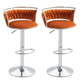 Darrahopens Furniture > Bar Stools & Chairs > Table & Bar Stools SERENITà Silver Swivel Upholstered Velvet Adjustable Height Counter Stool with Metal Frame Orange (Set of 2)