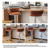 Darrahopens Furniture > Bar Stools & Chairs > Table & Bar Stools SERENITà Silver Swivel Upholstered Velvet Adjustable Height Counter Stool with Metal Frame Orange (Set of 2)