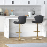 Darrahopens Furniture > Bar Stools & Chairs > Table & Bar Stools SERENITà Swivel Bar Stools Set of 2 Counter Height Barstools with Back Velvet Upholstered Adjustable Stool Chair Mid Century Modern Bar Stool for Kitchen Island (Black)