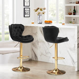 Darrahopens Furniture > Bar Stools & Chairs > Table & Bar Stools SERENITà Swivel Bar Stools Set of 2 Counter Height Barstools with Back Velvet Upholstered Adjustable Stool Chair Mid Century Modern Bar Stool for Kitchen Island (Black)