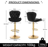 Darrahopens Furniture > Bar Stools & Chairs > Table & Bar Stools SERENITà Swivel Bar Stools Set of 2 Counter Height Barstools with Back Velvet Upholstered Adjustable Stool Chair Mid Century Modern Bar Stool for Kitchen Island (Black)