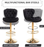 Darrahopens Furniture > Bar Stools & Chairs > Table & Bar Stools SERENITà Swivel Bar Stools Set of 2 Counter Height Barstools with Back Velvet Upholstered Adjustable Stool Chair Mid Century Modern Bar Stool for Kitchen Island (Black)