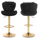 Darrahopens Furniture > Bar Stools & Chairs > Table & Bar Stools SERENITà Swivel Bar Stools Set of 2 Counter Height Barstools with Back Velvet Upholstered Adjustable Stool Chair Mid Century Modern Bar Stool for Kitchen Island (Black)