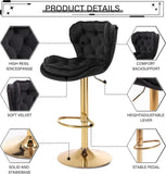 Darrahopens Furniture > Bar Stools & Chairs > Table & Bar Stools SERENITà Swivel Bar Stools Set of 2 Counter Height Barstools with Back Velvet Upholstered Adjustable Stool Chair Mid Century Modern Bar Stool for Kitchen Island (Black)