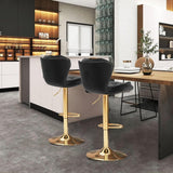 Darrahopens Furniture > Bar Stools & Chairs > Table & Bar Stools SERENITà Swivel Bar Stools Set of 2 Counter Height Barstools with Back Velvet Upholstered Adjustable Stool Chair Mid Century Modern Bar Stool for Kitchen Island (Black)
