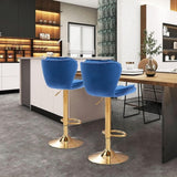 Darrahopens Furniture > Bar Stools & Chairs > Table & Bar Stools SERENITà Swivel Bar Stools Set of 2 Counter Height Barstools with Back Velvet Upholstered Adjustable Stool Chair Mid Century Modern Bar Stool for Kitchen Island (Navy Blue)